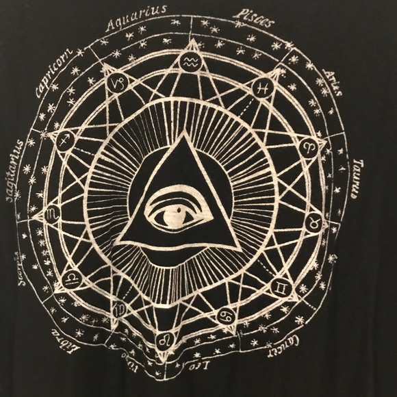 Black Geometric Zodiac Signs Muscle Tank Top Tee - Picture 3 of 4